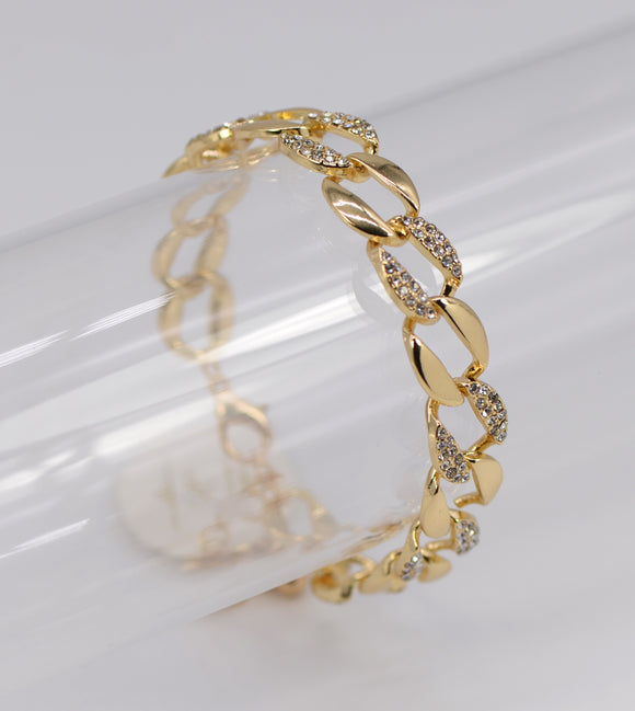 GOLD BRACELET CLEAR STONES ( 1036 GLCRY )