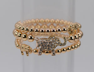 GOLD STRETCH BRACELET ELEPHANT ( 1236 GLCRY )