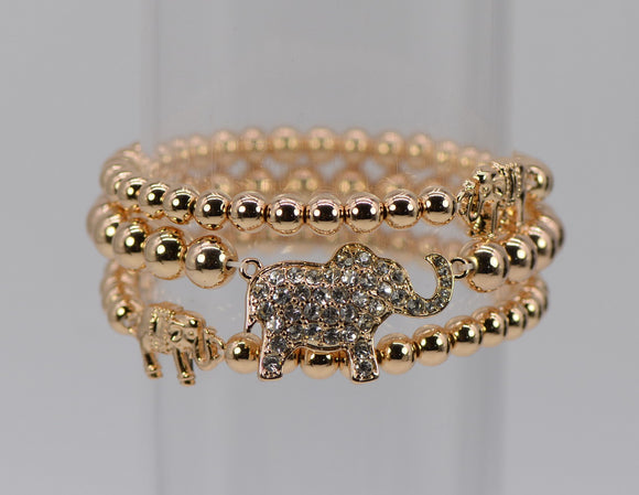 GOLD STRETCH BRACELET ELEPHANT ( 1236 GLCRY )