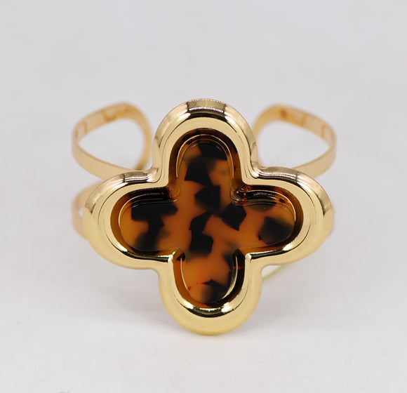 GOLD ANIMAL PRINT QUATREFOIL BANGLE ( 1277 GLTOR )