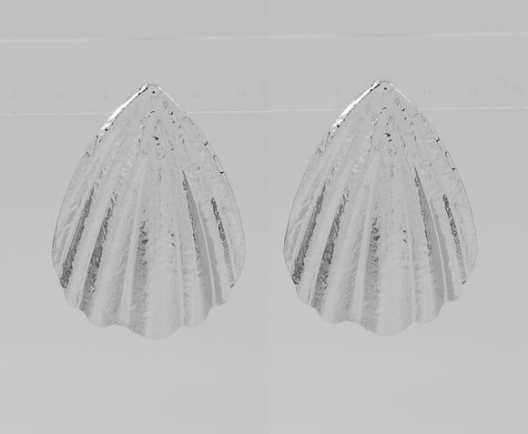 SILVER SEASHELL SHAPE EARRINGS ( 4455 SIL )