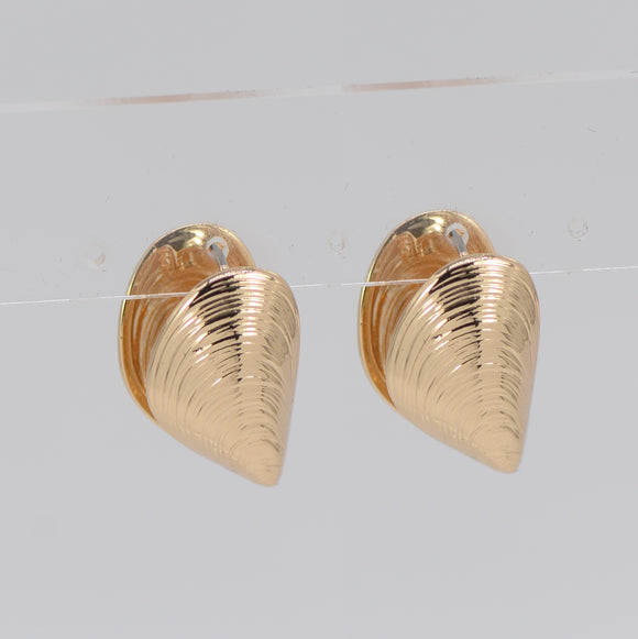 GOLD SEASHELL MUSSEL SHAPE EARRINGS ( 4490 GOL )