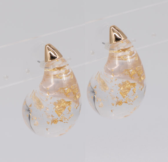 GOLD CLEAR EARRINGS GOLD CHIPS ( 4586 GLCLR )