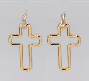 DANGLING GOLD CROSS EARRINGS ( 4812 GLCRY )