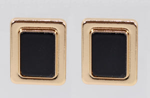 GOLD BLACK SQUARE EARRINGS ( 5232 GLBLK )