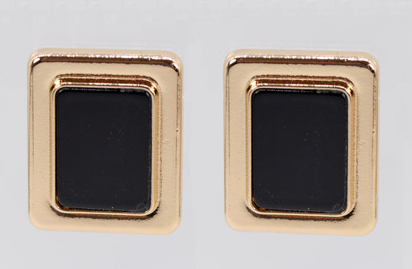 GOLD BLACK SQUARE EARRINGS ( 5232 GLBLK )