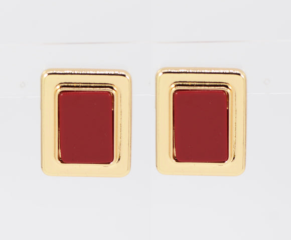 GOLD BURGUNDY SQUARE EARRINGS ( 5232 GLBUR )