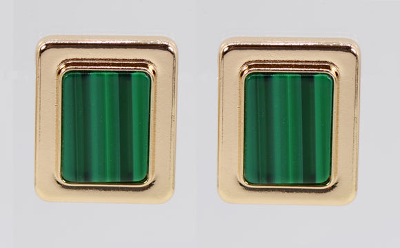 GOLD GREEN SQUARE EARRINGS ( 5232 GLGRN )