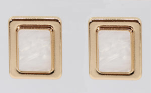 GOLD WHITE SQUARE EARRINGS ( 5232 GLWHT )