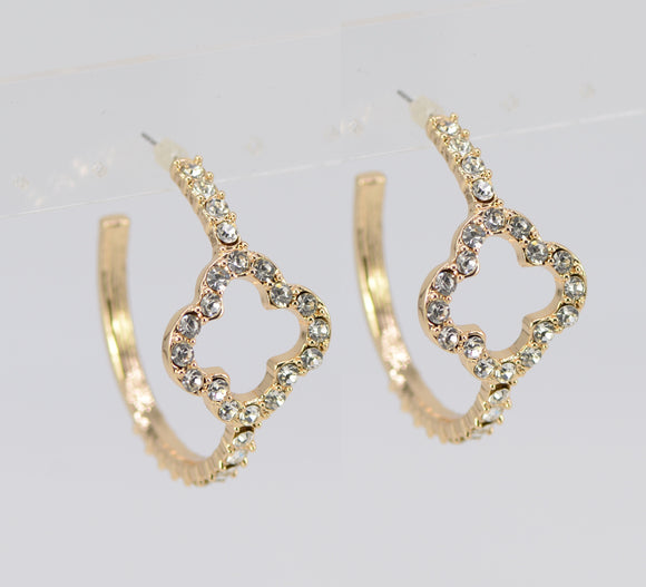 GOLD QUATREFOIL HOOP EARRINGS ( 5375 GLCRY )