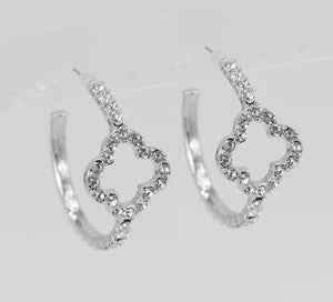 SILVER QUATREFOIL HOOP EARRINGS ( 5375 SLCRY )