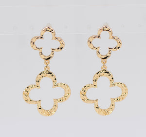 DANGLING GOLD QUATREFOIL EARRINGS ( 5387 GOL )