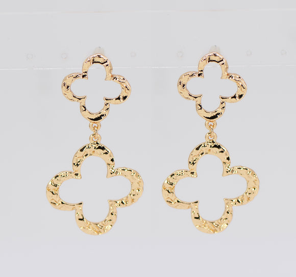 DANGLING GOLD QUATREFOIL EARRINGS ( 5387 GOL )