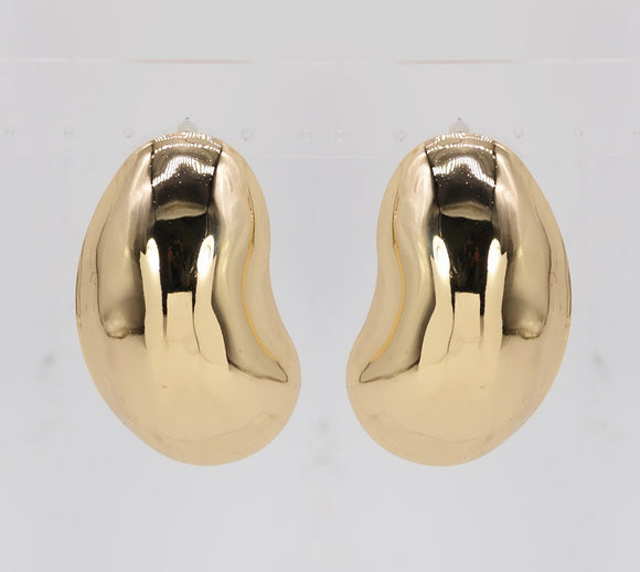 HIGH POLISH GOLD KIDNEY FASHION EARRINGS ( 5473 GOL )