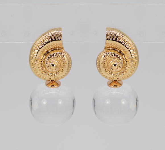 GOLD SEASHELL EARRINGS ( 5520 GLCLR )