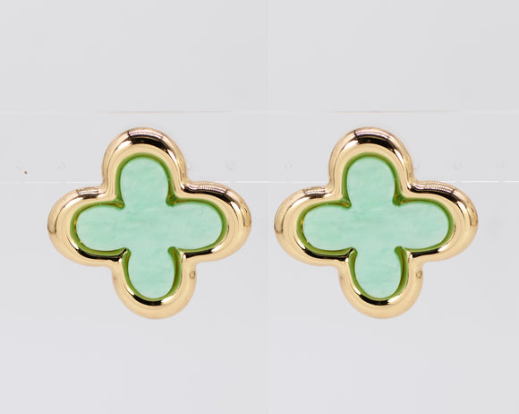 GOLD GREEN QUATREFOIL EARRINGS ( 5656 GLGRN )