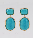 BLUE RESIN OVAL SHAPE EARRINGS ( 6028 GLBLU )