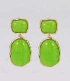 LIME GREEN RESIN OVAL SHAPE EARRINGS ( 6028 GLLIM )