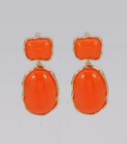 ORANGE RESIN OVAL SHAPE EARRINGS ( 6028 GLORG )