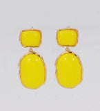 YELLOW RESIN OVAL SHAPE EARRINGS ( 6028 GLYEL )