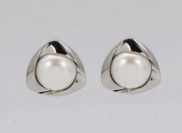 SILVER CREAM EARRINGS ( 6084 SLCRM )