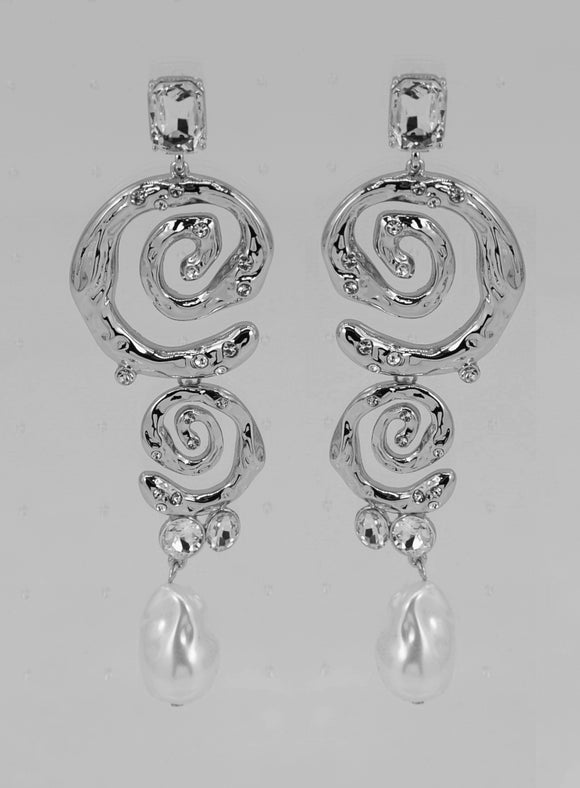 SILVER EARRINGS PEARL ( 6255 SLCRM )