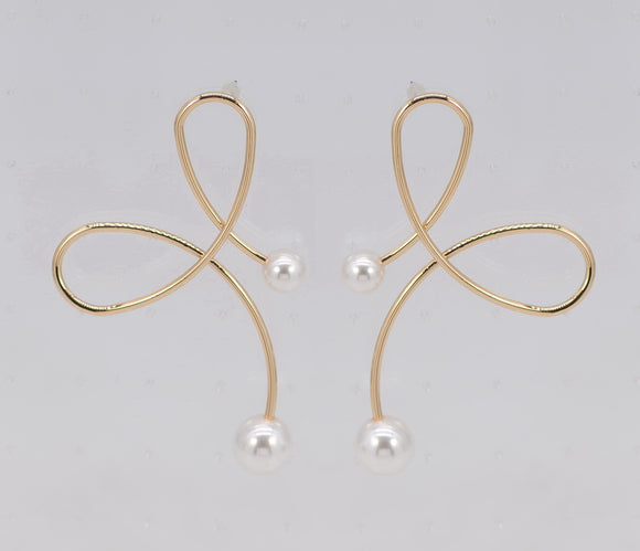 GOLD WIRE EARRINGS PEARL ( 6323 GLCRM )