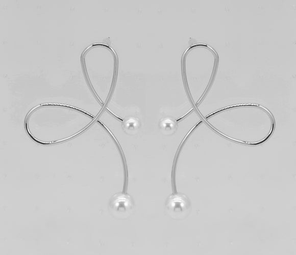 SILVER WIRE EARRINGS PEARL ( 6323 SLCRM )