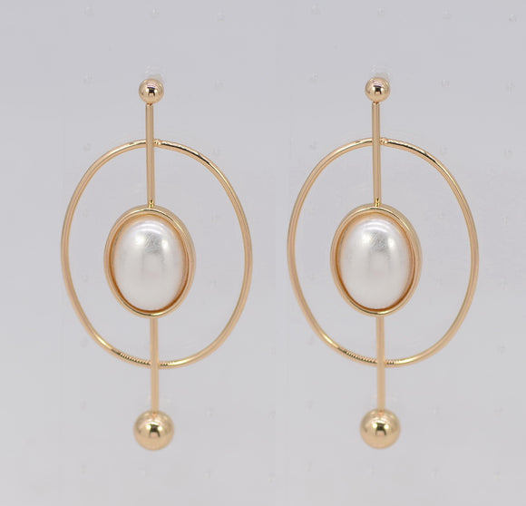 GOLD WIRE EARRINGS PEARLS ( 6329 GLCRM )