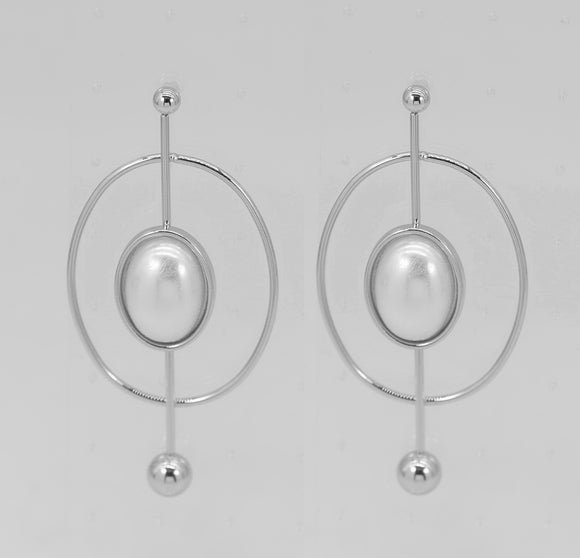 SILVER WIRE EARRINGS PEARLS ( 6329 SLCRM )