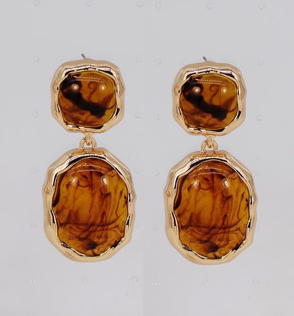 OVAL DOUBLE LINK EARRINGS ( 6353 GLBRN )