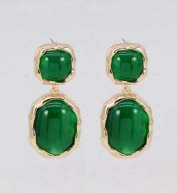 OVAL DOUBLE LINK EARRINGS ( 6353 GLGRN )