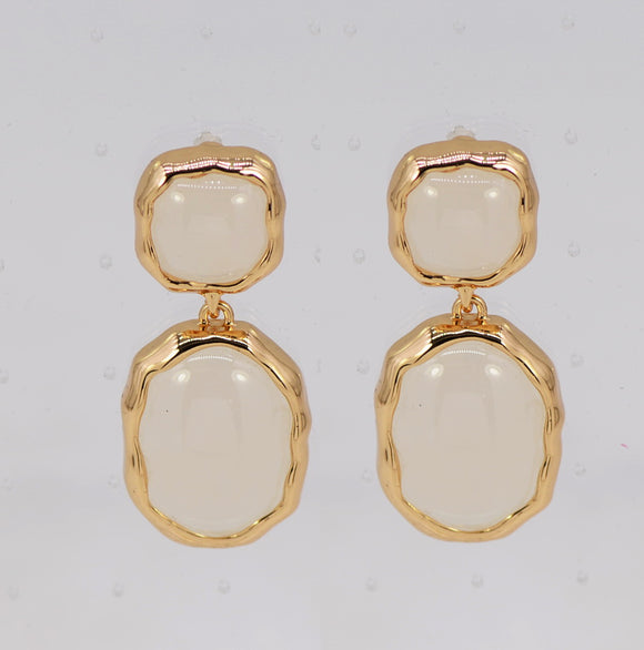 OVAL DOUBLE LINK EARRINGS ( 6353 GLWHT )