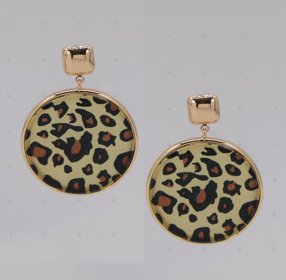 BROWN ANIMAL PRINT EARRINGS ( 6413 GLBRN )