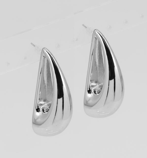 SILVER HALF MOON EARRINGS ( 6438 SIL )