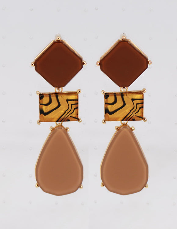 DANGLING RESIN EARRINGS ( 6461 GLBRN )