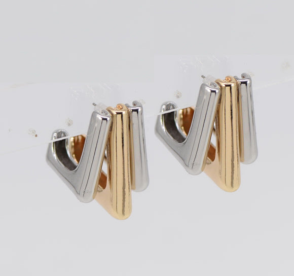 SILVER GOLD EARRINGS ( 6467 T2 )
