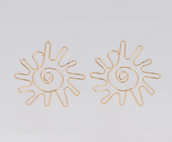 GOLD WIRE SUN EARRINGS ( 6618 GOL )