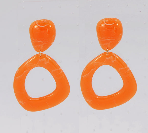 ORANGE RESIN EARRINGS ( 6637 ORG )