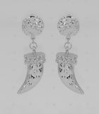SILVER METAL HORN EARRINGS ( 6840 SIL )