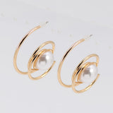 GOLD EARRINGS CREAM PEARL ( 6925 GLCRM )