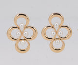 GOLD METAL EARRINGS CREAM PEARLS ( 6985 GLCRM )