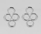 SILVER METAL EARRINGS WHITE PEARLS ( 6985 SLCRM )