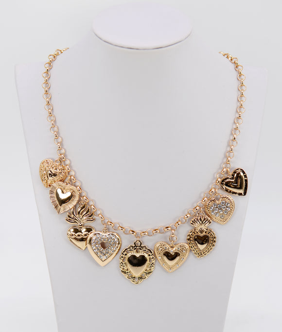 GOLD HEART CHARM NECKLACE ( 1455 GLCRY )