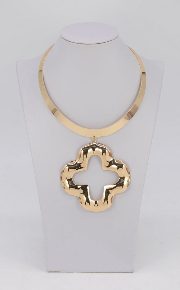 GOLD CHOKER QUATREFOIL NECKLACE ( 1629 GOL )