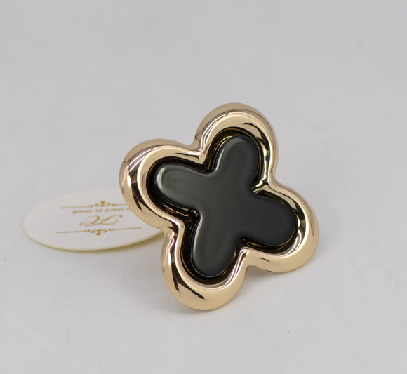 BLACK QUATREFOIL STRETCH RING ( 1014 GLBLK )