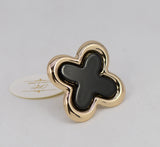BLACK QUATREFOIL STRETCH RING ( 1014 GLBLK )