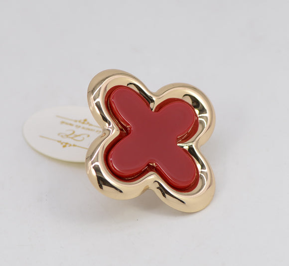 RED QUATREFOIL STRETCH RING ( 1014 GLRED )