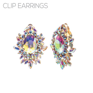 GOLD OVAL AB EARRINGS CLIP ON ( 26176 CEABG )