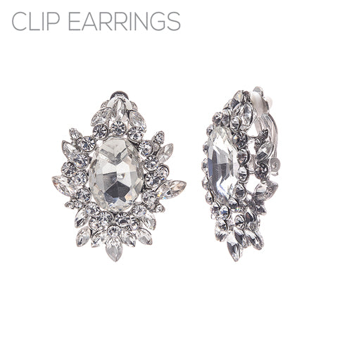 SILVER OVAL AB EARRINGS CLIP ON ( 26176 CECRS )